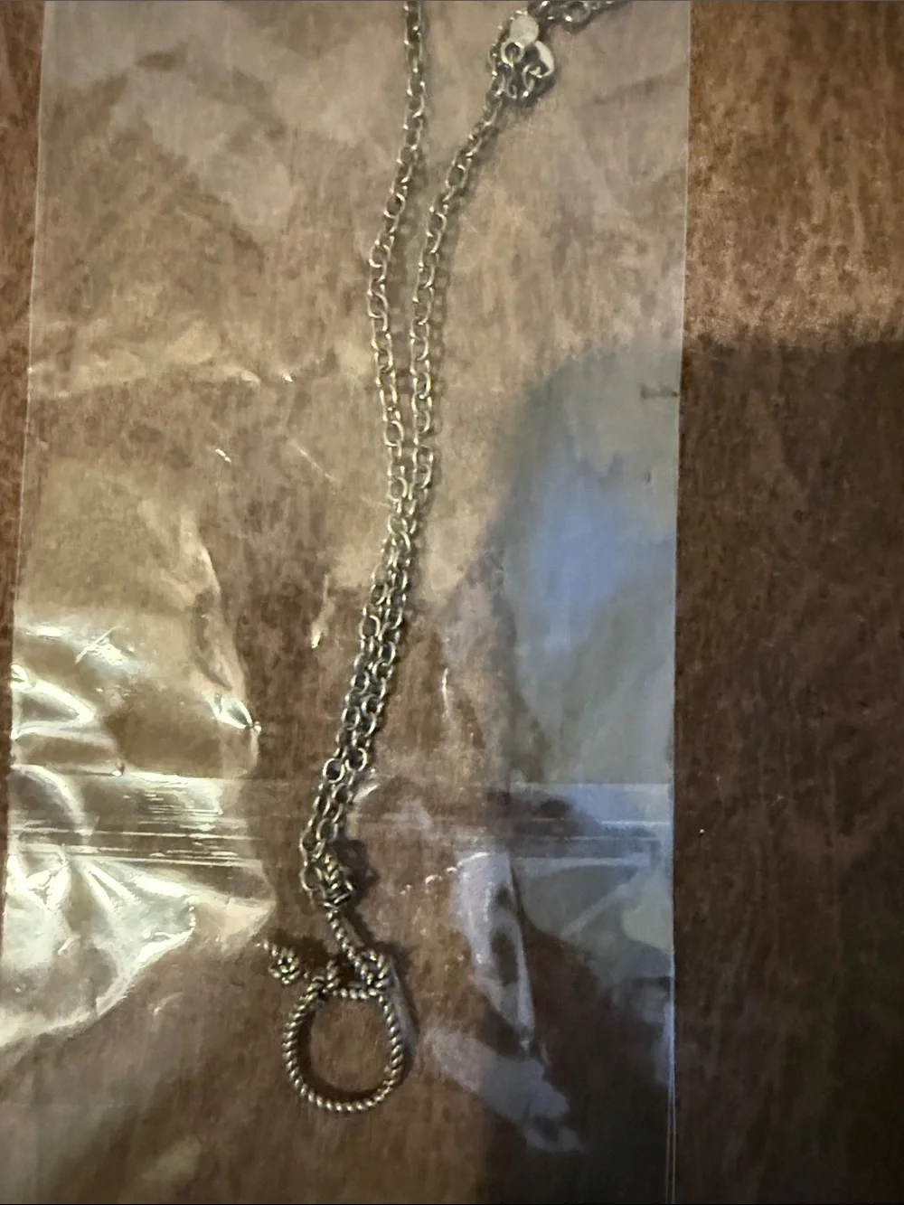 Justin Boots Kids Silver Necklace with Brown Leather Bracelet